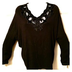 Bobeau black blouse - embellished neckline.   **BOGO same or less$